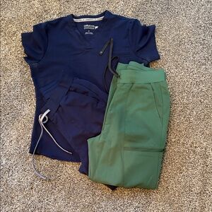 Fabletics Navy and Green Track Pants & Joggers